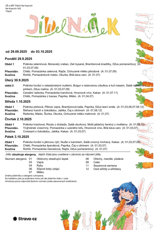 Jídelníček 29. 9. - 3. 10.