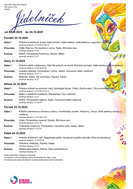 Jídelníček 20. - 24. 10.