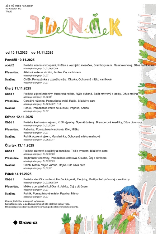 Jídelníček 10. - 14. 11.