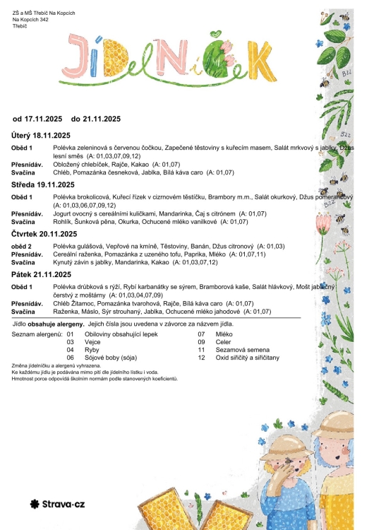 Jídelníček 17. - 21. 11.