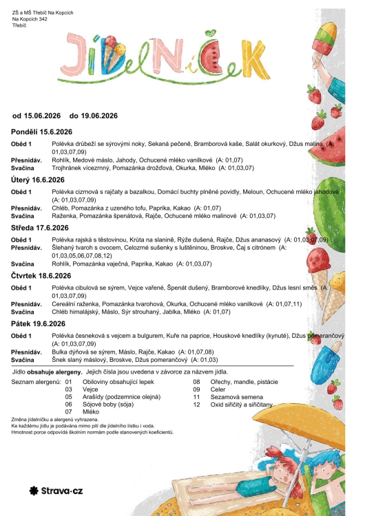 Jídelníček 15. - 19. 6.