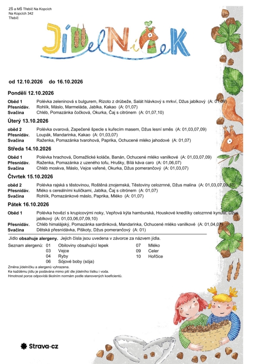 Jídelníček 12. - 16. 10.