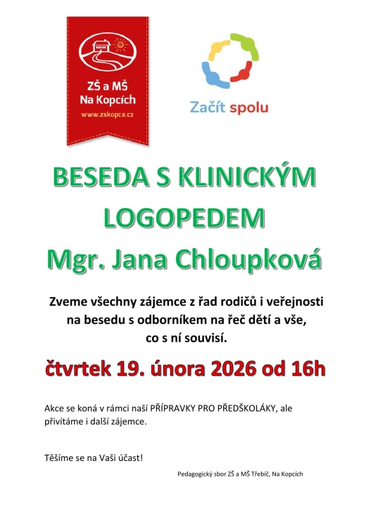 Beseda s logopedem Mgr. Janou Chloupkovou 19. února 2026