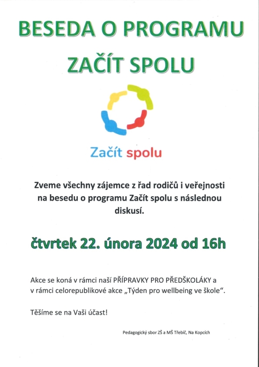 Beseda o programu Začít spolu 22. února 2024