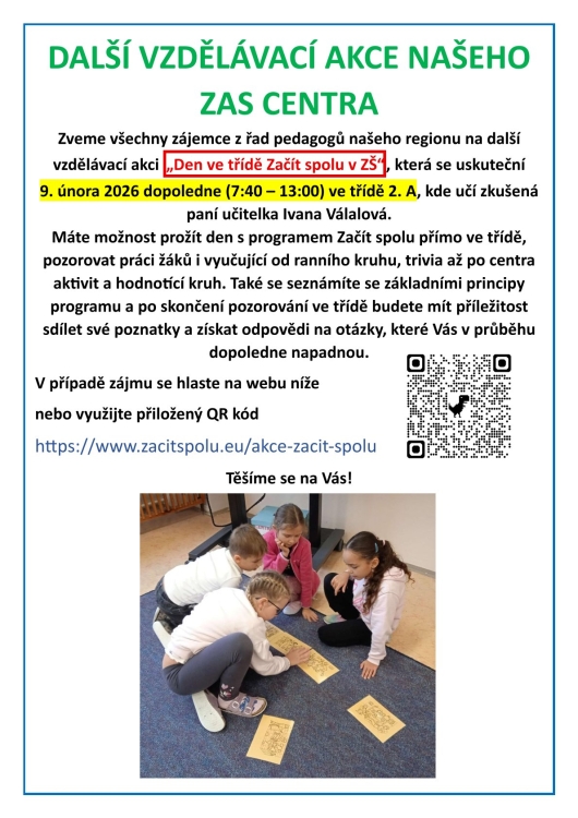 Chystáme akci "Den ve třídě Začít spolu" ve 2. A  9. 2. 2026
