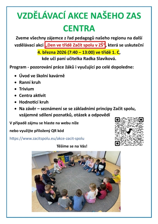 Chystáme další akci "Den ve třídě Začít spolu" v 1. C  4. 3. 2026