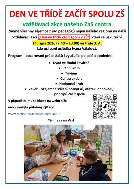 Vzdělávací akce "Den ve třídě Začít spolu ZŠ" 14. 10. 2026