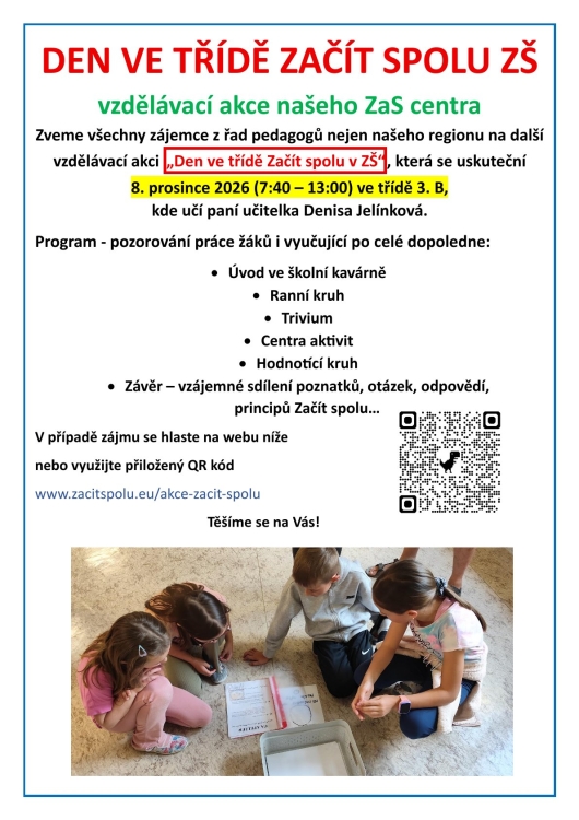 Vzdělávací akce "Den ve třídě Začít spolu ZŠ" 8. 12. 2026