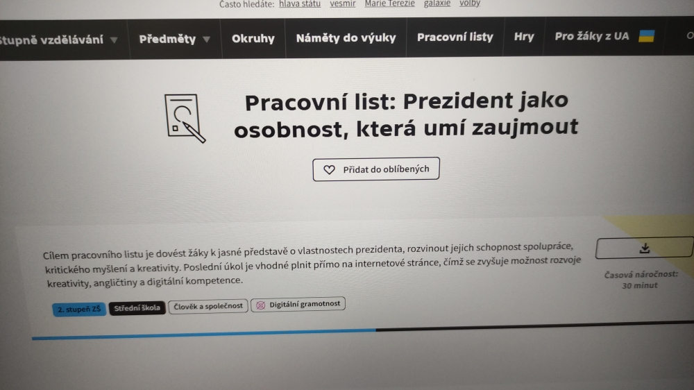 9. A - téma: Osobnost prezidenta