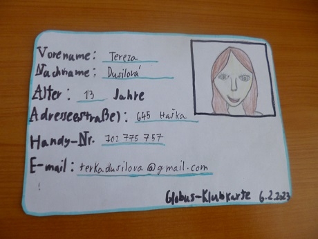 Osobní údaje v německém jazyce
