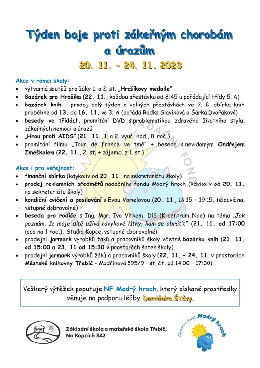 Týden boje proti zákeřným chorobám a úrazům - 20. - 24. 11.